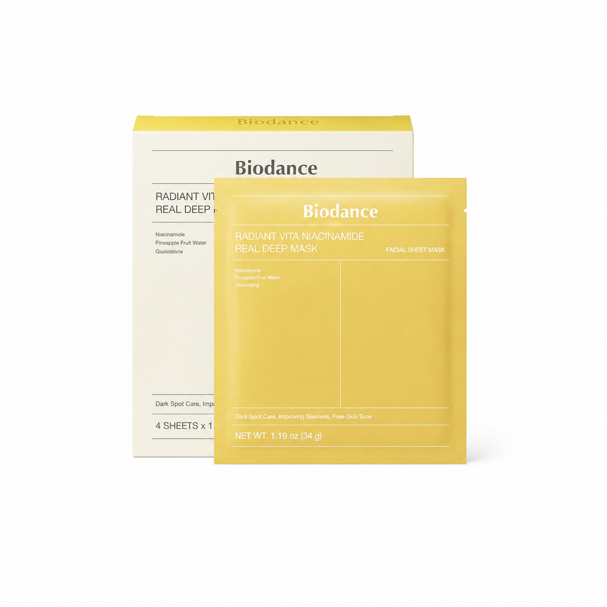 Biodance - Pack de 4 masques éclaircissants à la niacinamide - 4 pcs