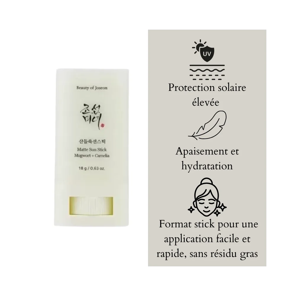 Beauty of Joseon - Stick solaire mat SPF50+ : mugwort + camilia - 18 gr